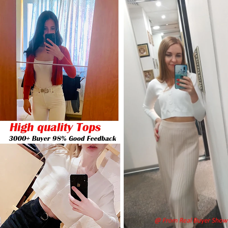 

Knitted Crop Cardigan Women Korean Short Sweater Long sleeve V neck Green Blue