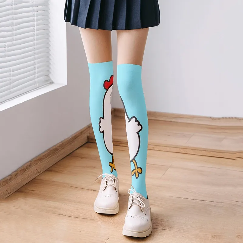 Модные длинные чулки до колена с леопардовым принтом женские забавные пикантные