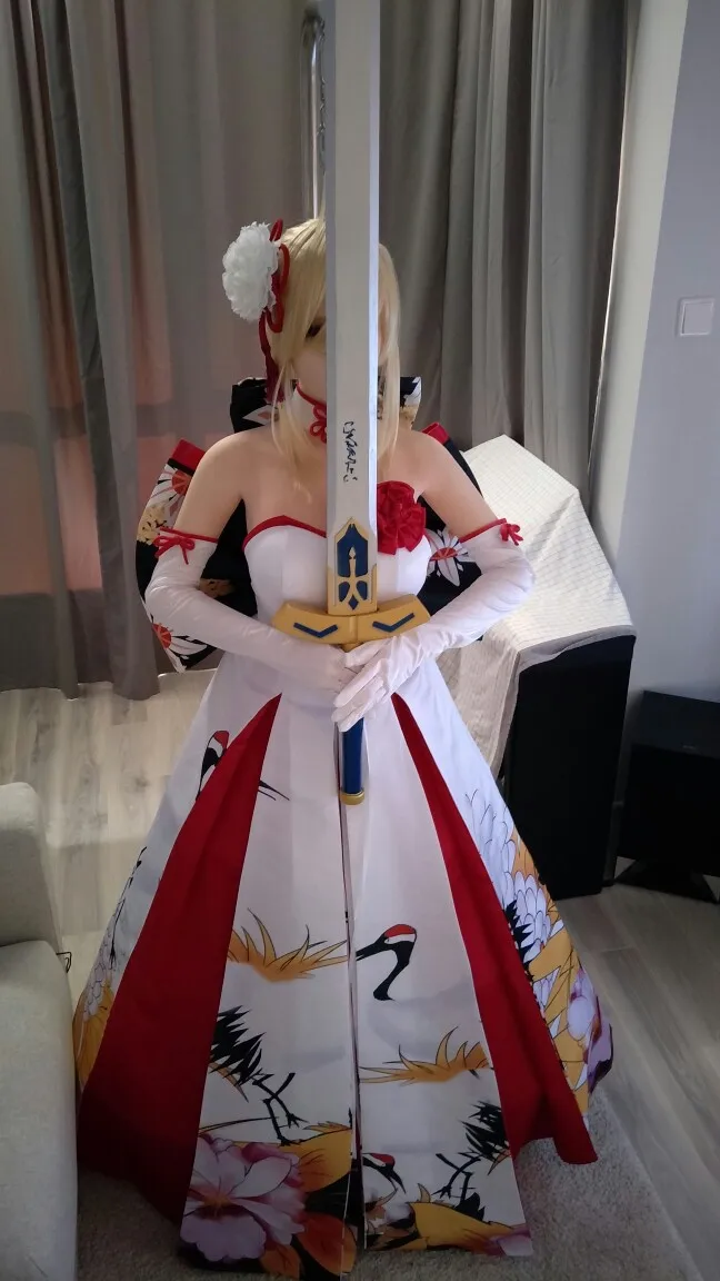 Fate Stay Night Altria Пендрагон Косплэй костюм сабля свадебное платье карнавальный
