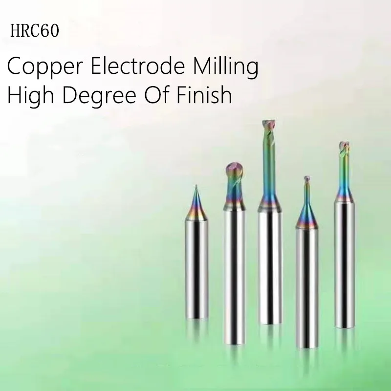 Медный электрод HRC60 Фрезерный резак миниатюрная ребристая угловая Концевая
