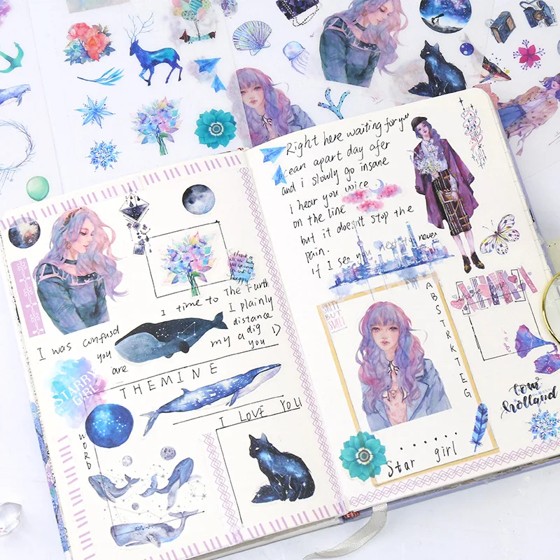 

14 Style Choose 6 Sheets /Pack Fresh Cartoon DIY Sticker Stick Label Notebook Album Diary Decor Student Gifts