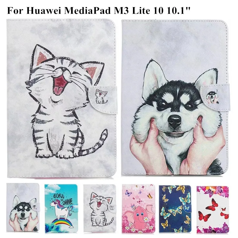 

Cute Unicorn Leather Stand Shell for Huawei MediaPad Media Pad M3 Lite 10 Case Tablet Cover for BAH-W09 BAH-AL00 BAH-L09 10.1"