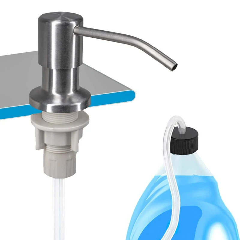 

Sink soap dispenser kitchen stainless steel hand liquid pump bottle tube kit No more confusion Suitable for most types of bolts