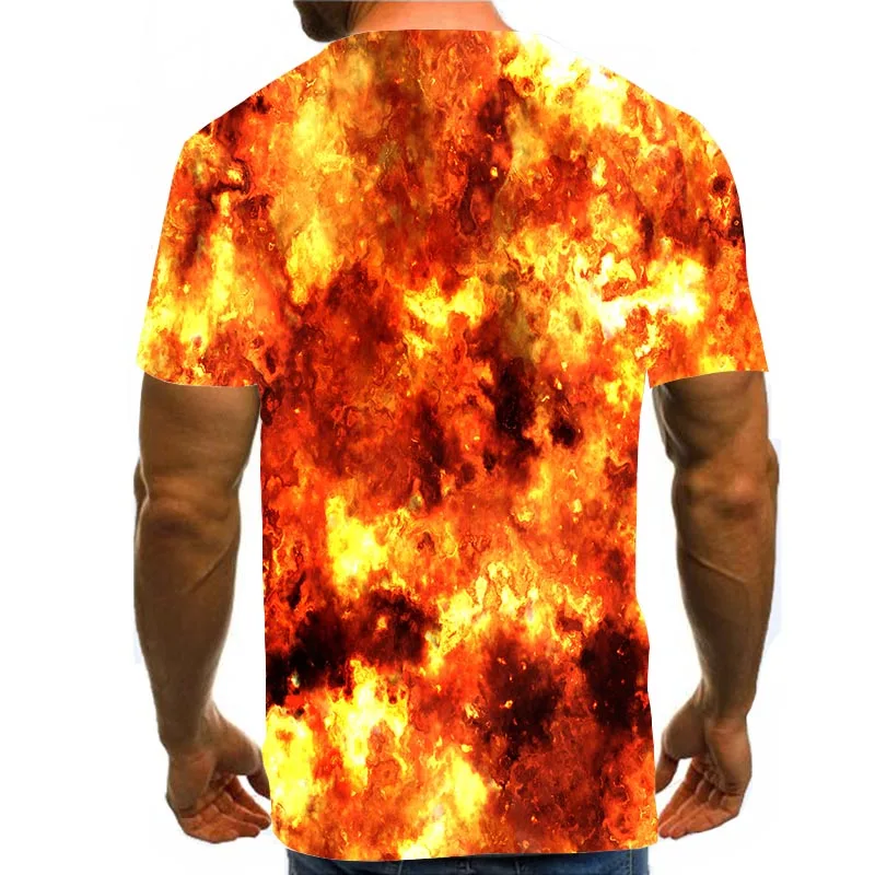 

Men Graphic T Shirts Round Neck 3D Print Short Sleeve Daily Tops Flame Tees