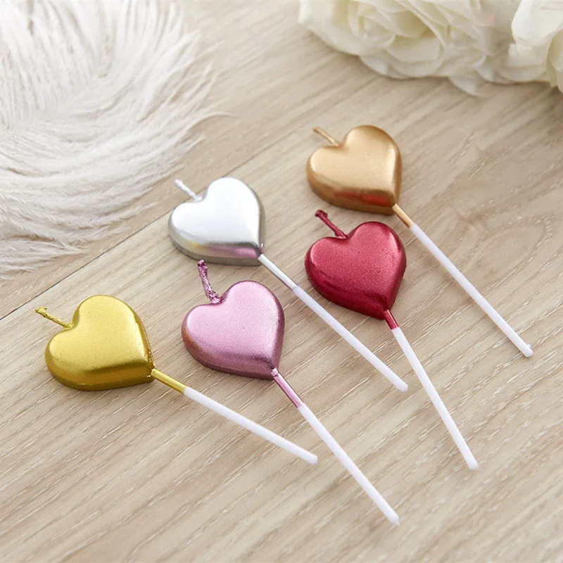 

1Pcs Cake Decoration Candle Cake Toppers Ornament Love Heart Shape Romantic Candles for Valentine's Day Birthday Party Supplies