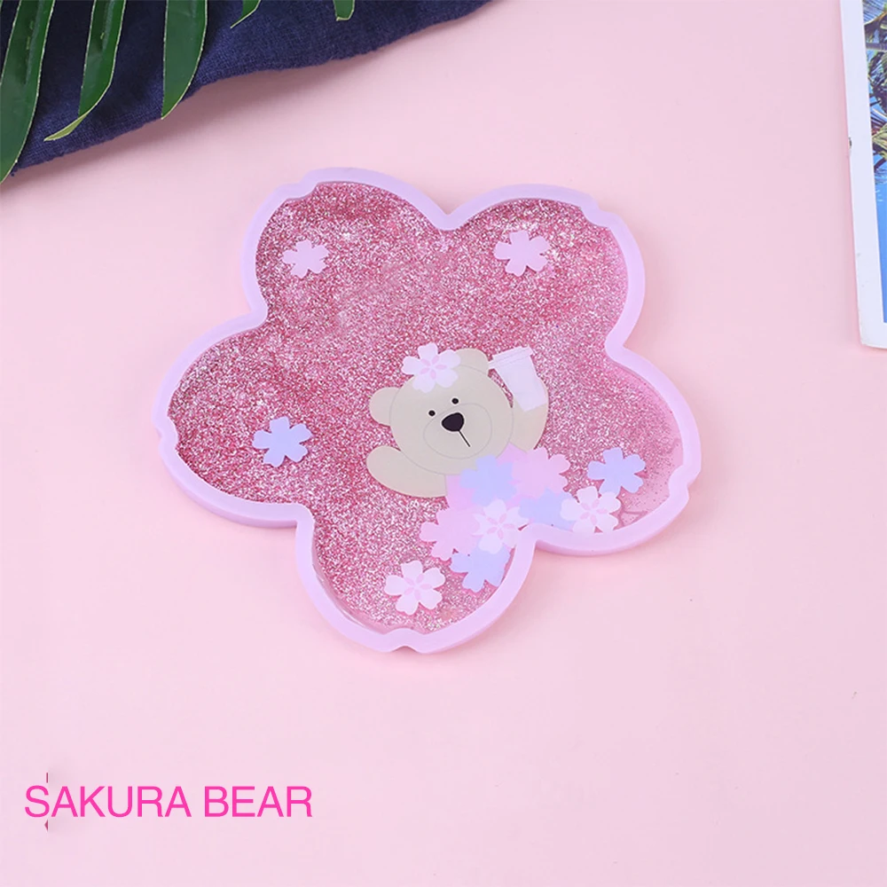 

Silicone Coasters Rabbit Romantic Cherry Blossom Season Ocean Quicksand Water Cup Mug Placemat Cushion Insulated Hot Pad