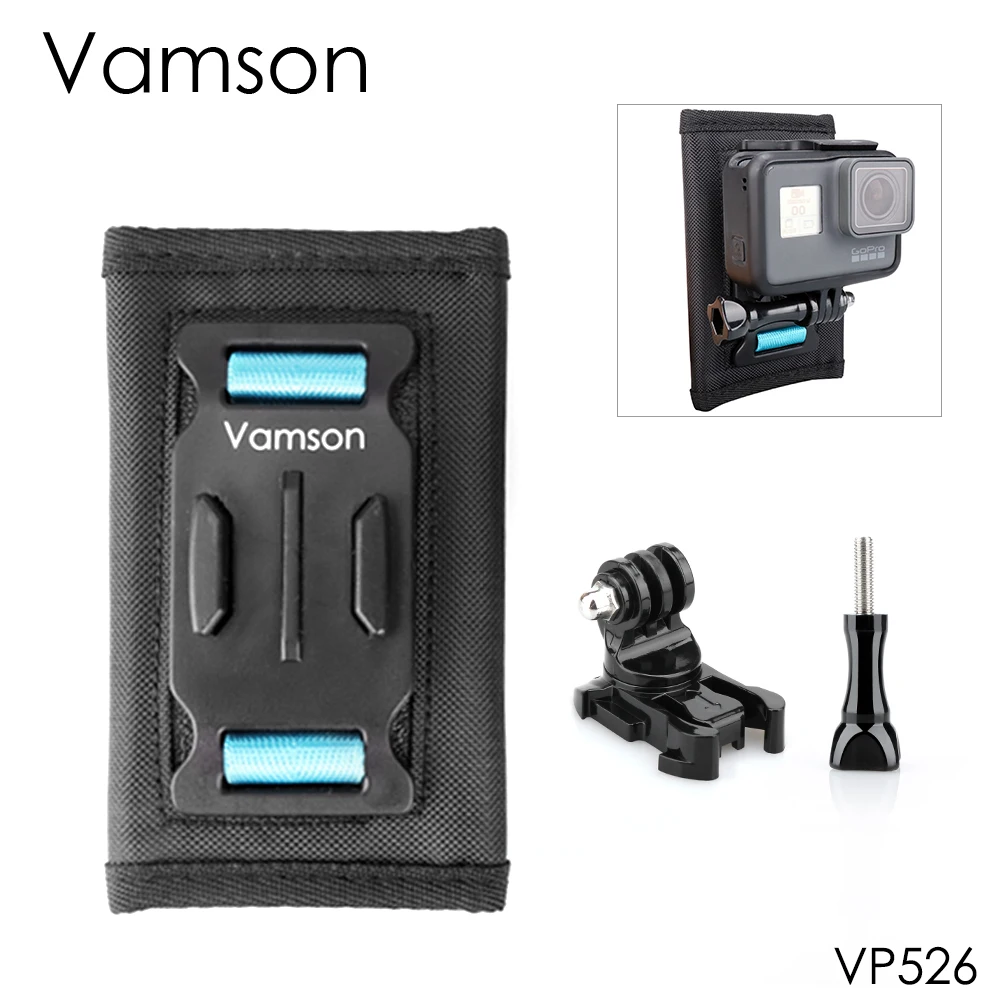 Vamson для Gopro 8 7 6 5 Аксессуары для занятий рюкзак зажим вращающийся на 360 градусов фиксированный кронштейн база для DJI OSMO для Yi 4K VP526 - Цвет: VP526-VP110-LS