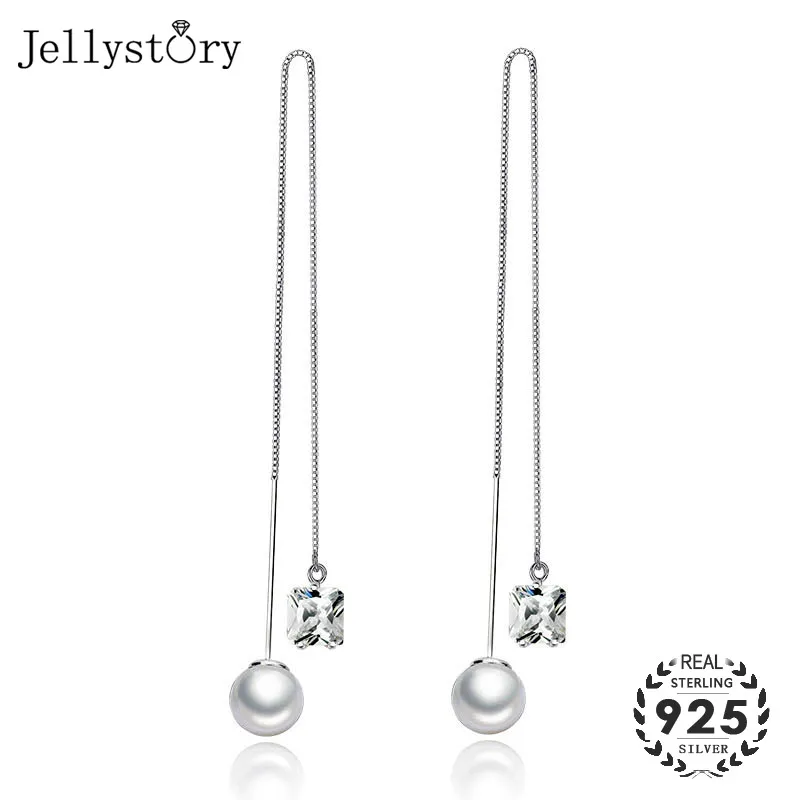 Jellystory Модные 925 сережки из стерлингового серебра с пресноводным жемчугом