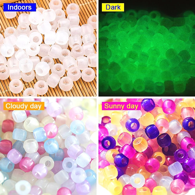 

6*8mm UV Changing Reactive Acrylic Beads Mixed Color Glow In The Dark DIY bracelet DIY jewelry making children intelligence