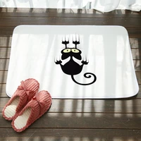 cartoon black cat printed bath mat non slip flannel bathroom carpet doormat living room bedroom kitchen soft breathable rugs