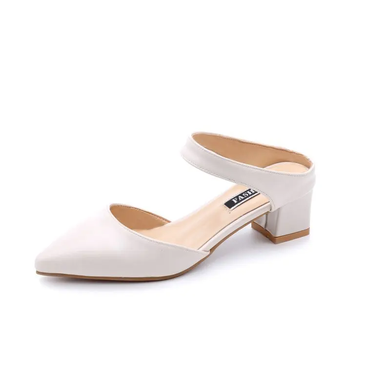 Женские шлепанцы для отдыха Baotou черные с острым носком на высоком каблуке