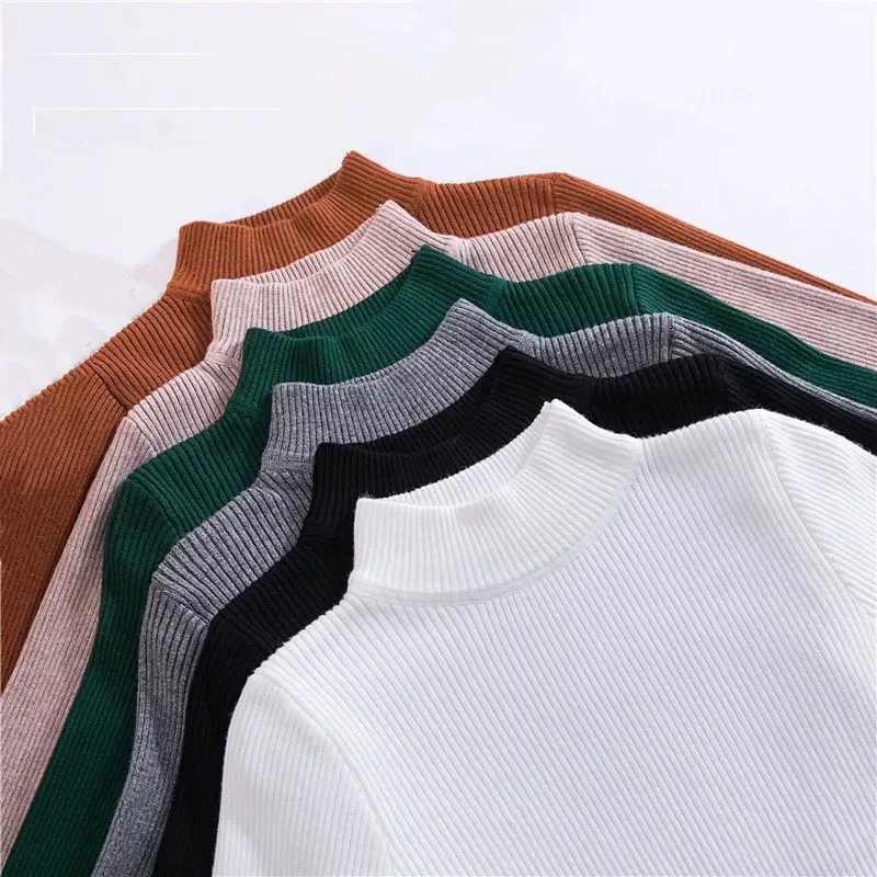 

New-coming Autumn Winter Tops Turtleneck Pullovers Sweaters Primer shirt long sleeve Short Korean Slim-fit tight sweater