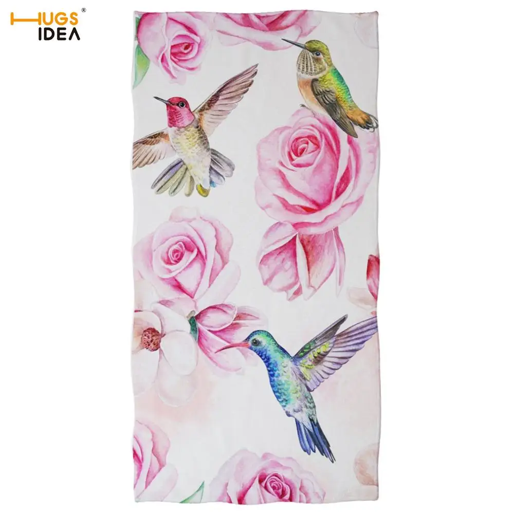 HUGSIDEA красивые цветы с колибри пляжные Полотенца впитывающее полотенце для