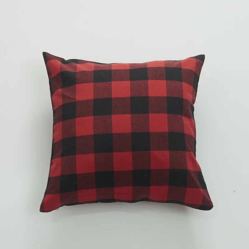 Полиэфирная хлопковая красная и черная клетчатая обнимающая наволочка домашняя