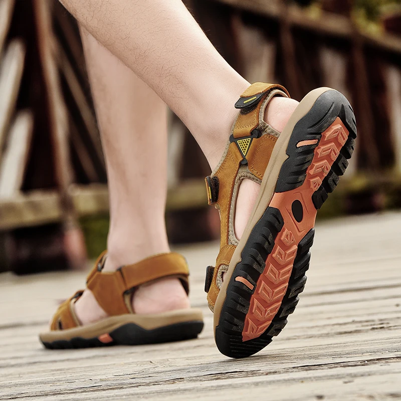 

Summer Men Sandals outdoor Hook&loop Men's Summer Shoes 2021 Fashion breathable Casual Beach Shoes Light Sandalias Hombre