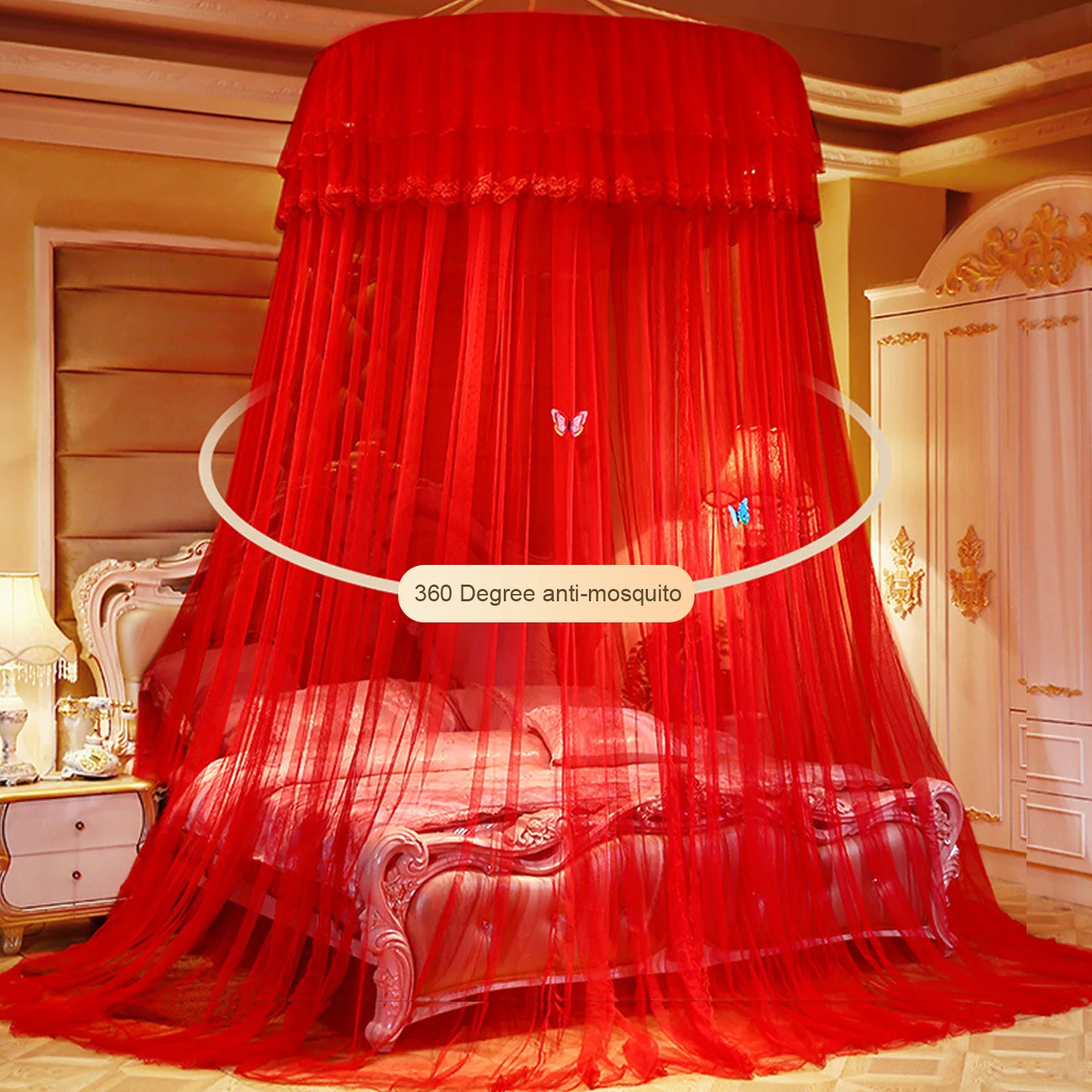 Элегантная однодверная круглая купольная Москитная сетка для спальной кровати