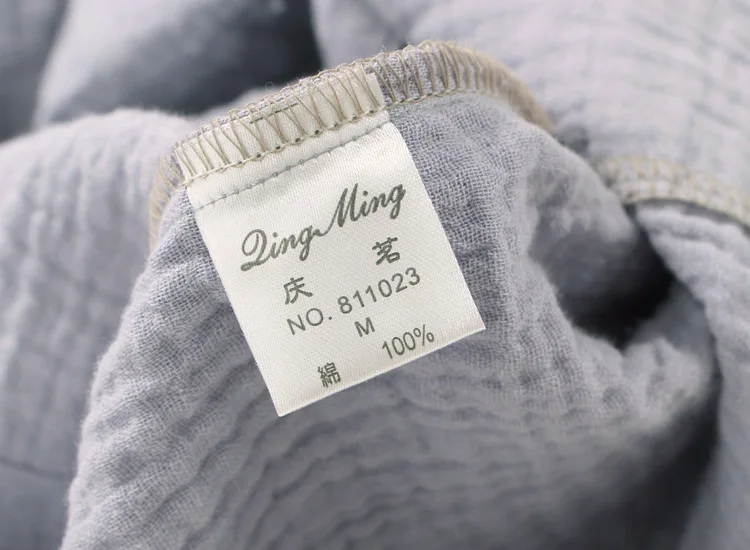 Пижама мужская двойная из крепа и Марли однотонная хлопковая рубашка с длинным