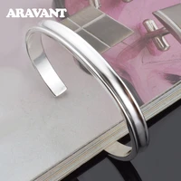 925 silver 7mm smooth open bangle for men women fashion jewelry party gifts