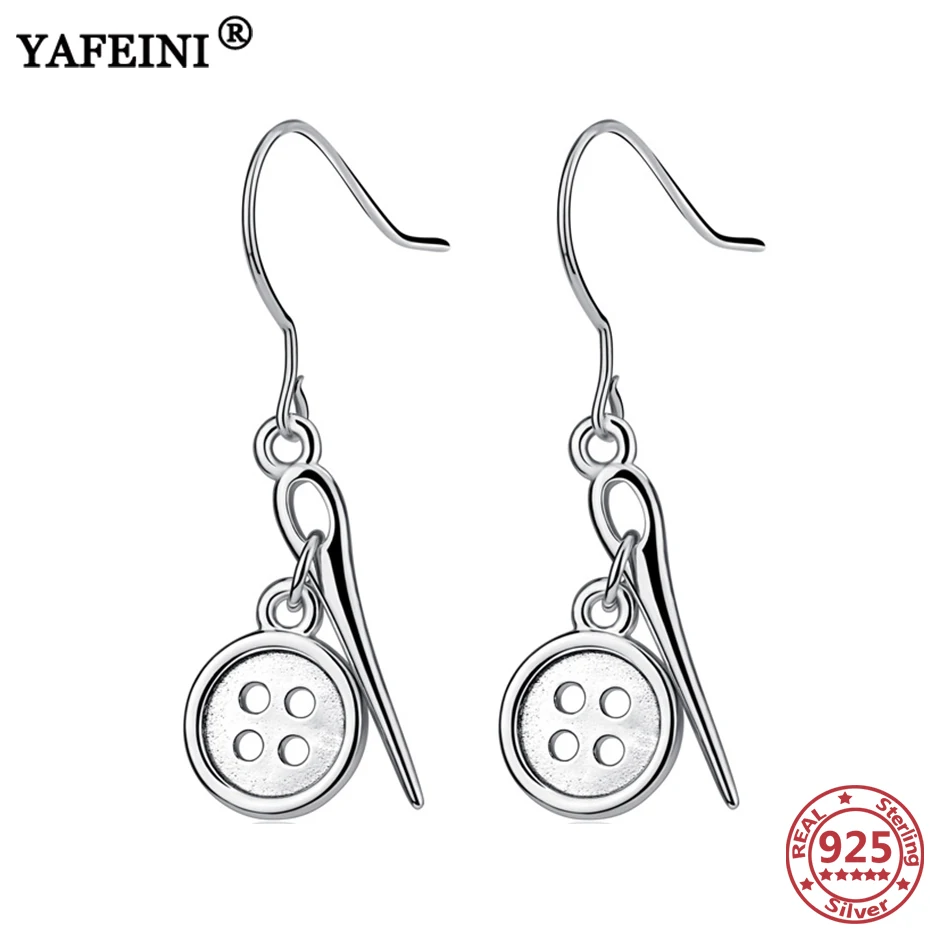 

YAFEINI 925 Sterling Silver Buttons&Needles Drop Earrings Creative Jewelry Women's Earrings Silver 925 Jewelry Graduation Gifts