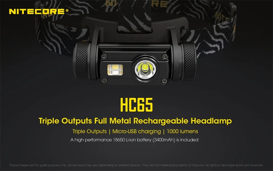 Nitecore HC65 Cree XM L2 U2 + ультратонкое естественное освещение CRI красный светодиодный 1000lm