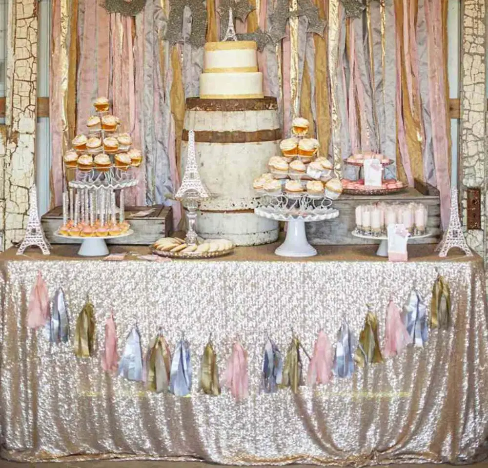 Шампанские Румяна высокой плотности 60x102 дюймов Фотофон свадебная скатерть