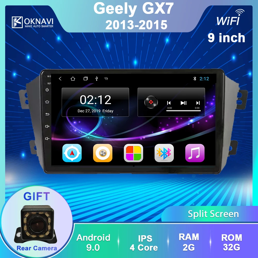 OKNAVI Android 9 0 IPS 2.5D экран для Geely GX7 2013 2014 2015 мультимедийный стерео автомобильный