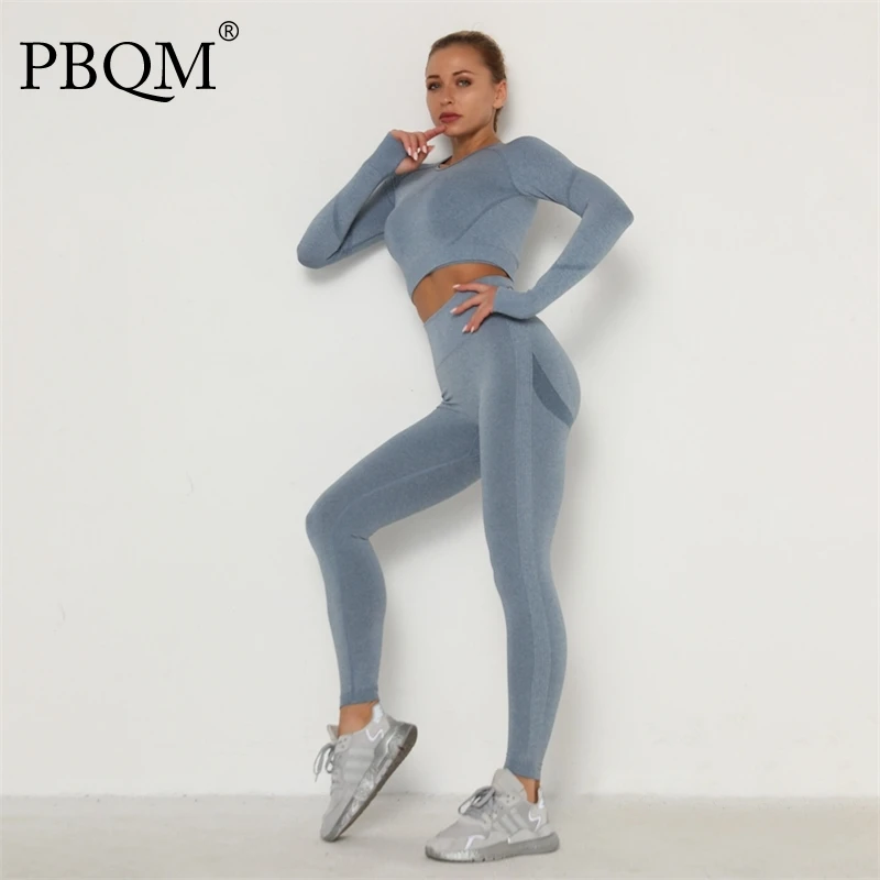 

Женский спортивный костюм PBQM для фитнеса, спортивная одежда, одежда для спортзала, одежда для тренировок, Женский комплект из 2 предметов с б...