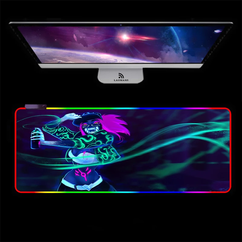 

Gaming Mousepad RGB Large Mouse Pad Gamer KDA AKALI Mouse Carpet Big Mause Pad PC Desk Play Mat Mouse Pad Computer with Backlit