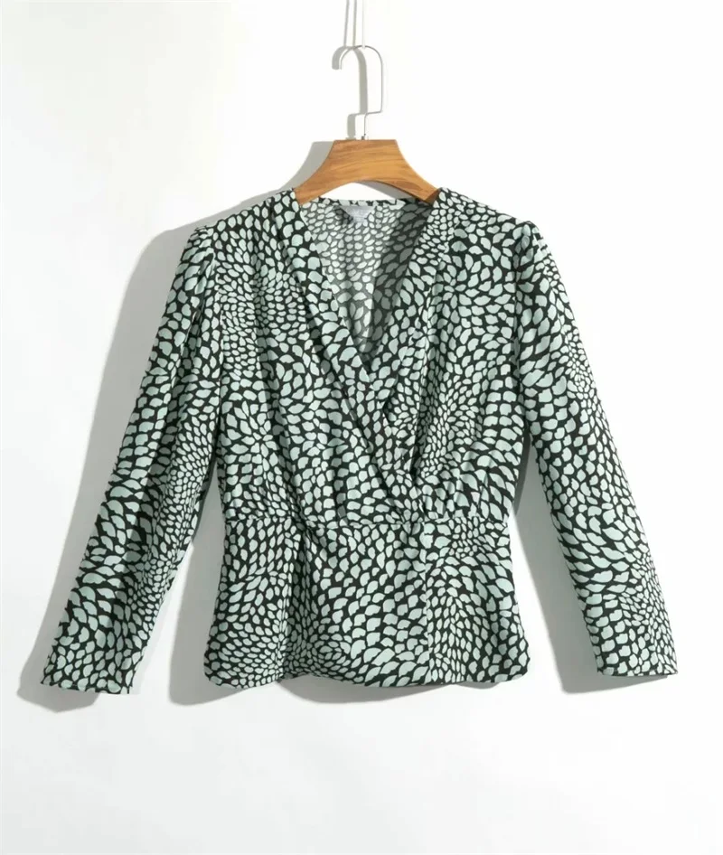 Женская блузка с V образным вырезом и рукавом три четверти|Блузки| |