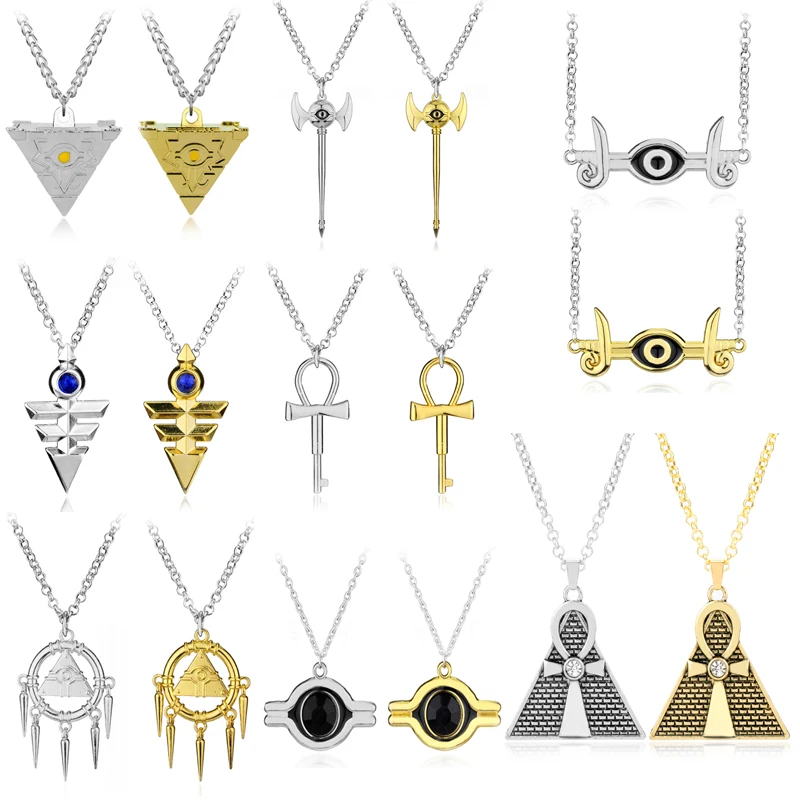 Anime 3D Yu-Gi-Oh Necklace Millenium Puzzle Yugioh Pendant Necklace Cosplay Pyramid Egyptian Eye Of Horus Long Chain Jewelry