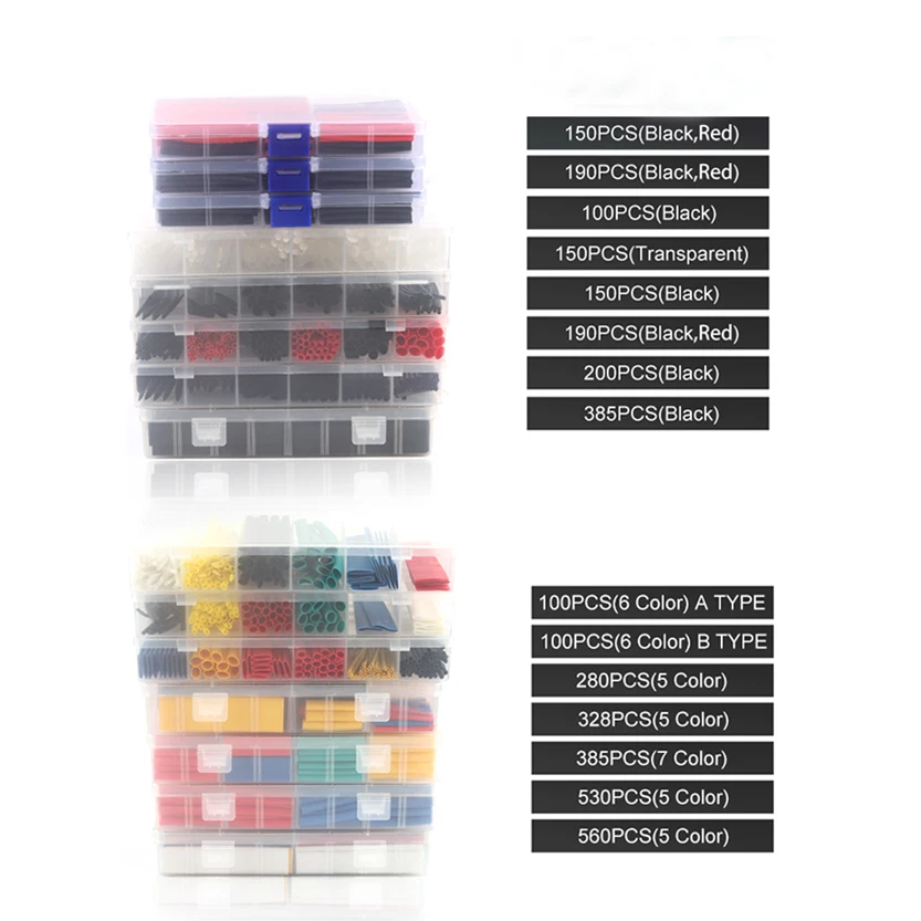 В штучной упаковке терм усадочная трубка комплект сужающаяся Ассорти