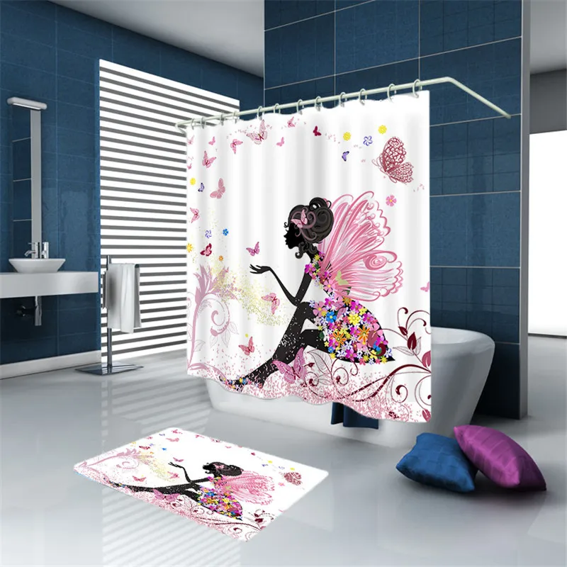 Полиэфирная водонепроницаемая плотная розовая занавеска для душа OIMG с принтом