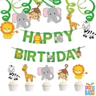 Джунгли сафари капкейк Топпер День рождения баннер животное фотосессия украшения для дня рождения Дети мальчик сувениры Поставки