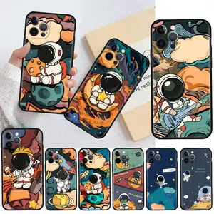star astronaut cute case for apple iphone 11 13 12 pro 7 xr x xs max 8 6 6s plus 5 5s se 2020 13pro black phone cover capa free global shipping