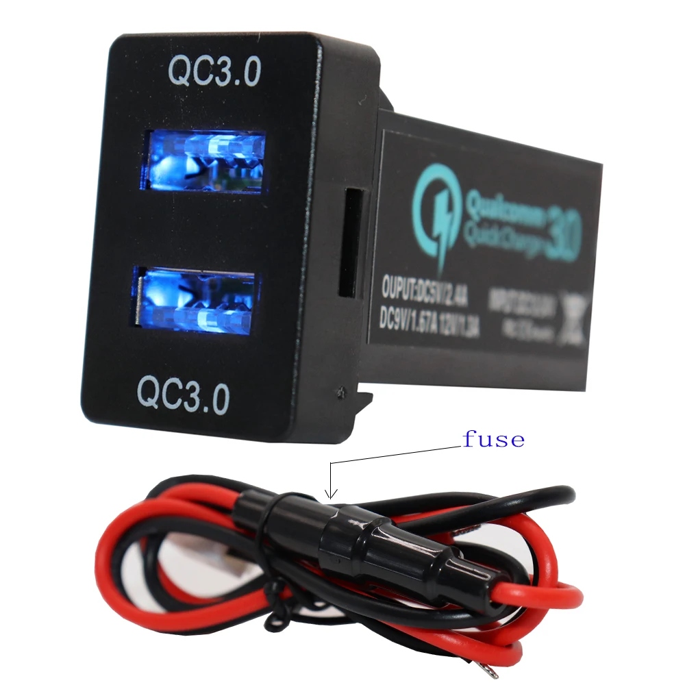 

Двойной USB-разъем для быстрой зарядки 3,0 USB, зарядное устройство 12 В/24 В с разъемом для автомобиля Toyota, быстрая зарядка
