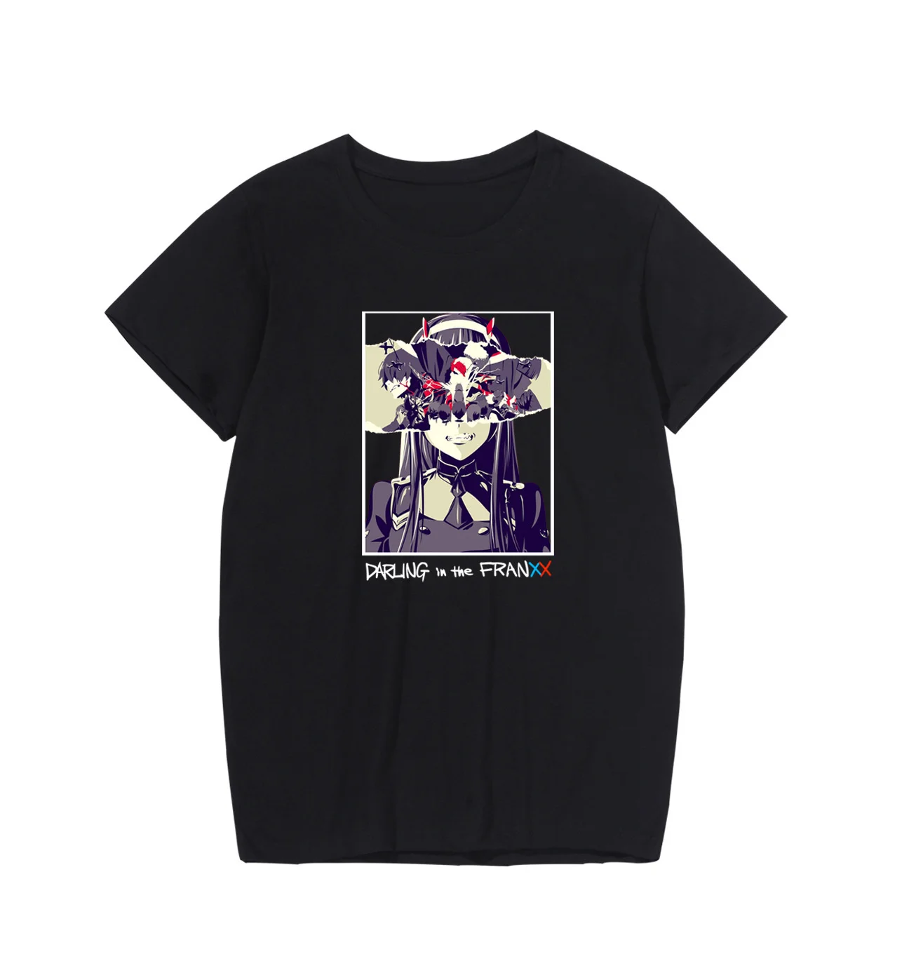 

Darling In The Franxx Tee Anime Cosplay Zero Two Cute Character T-shirt Loose Short Sleeve Casual Streetwear 2021 Summer Top