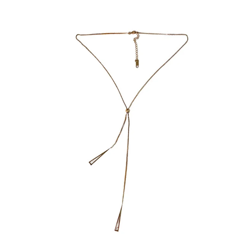 

Titanium steel Japanese and Korean minimalist wind geometry clavicle chain simple adjustable choker rose gold new web celebrity