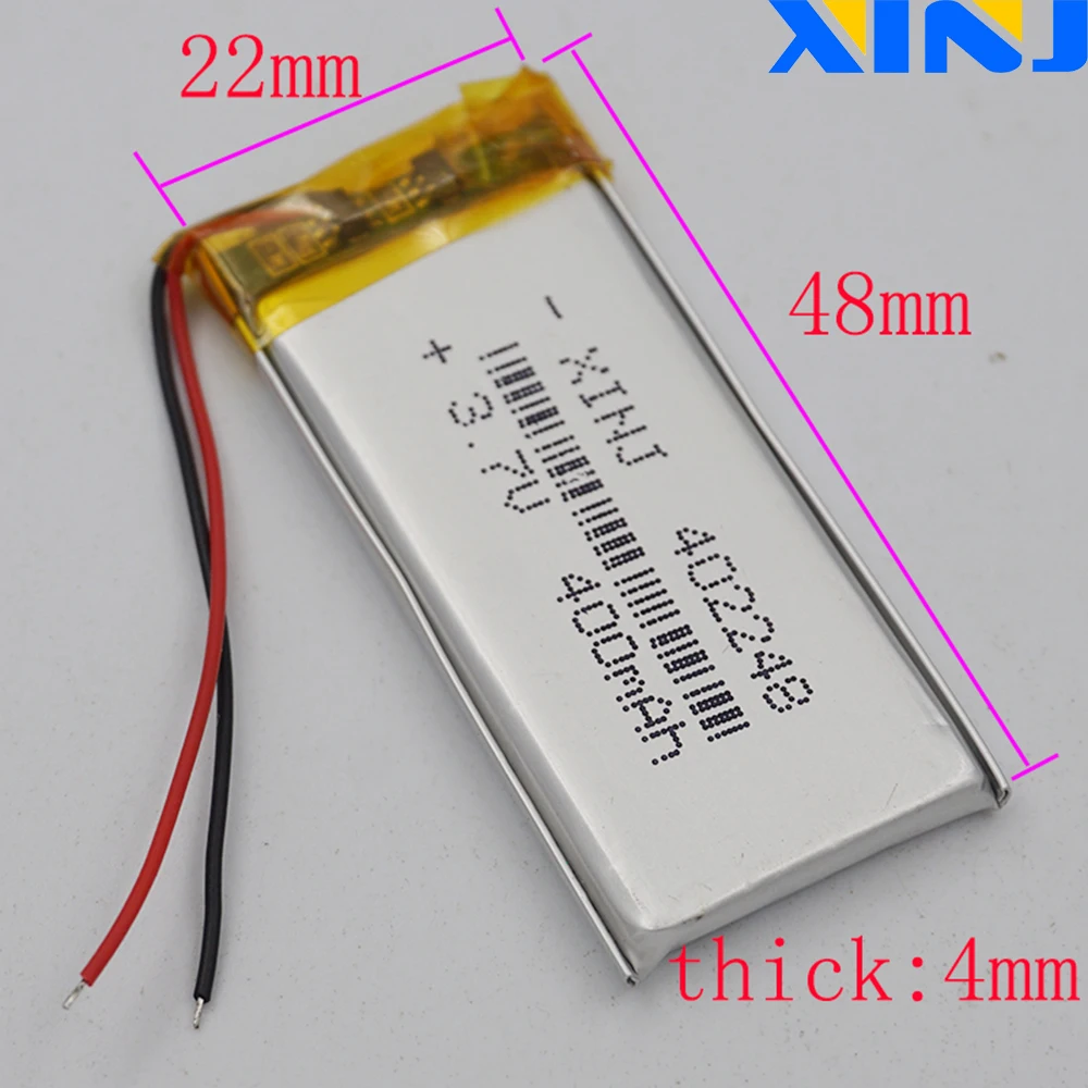 XINJ 10 шт. 3 7 в 400 мАч полимерная литиевая батарея Lipo 402248 для DVC DVR камера MP4