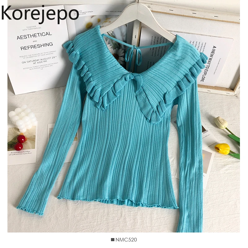 

Свитер кореjepo, Модный женский весенний и осенний трикотажный Универсальный Топ с длинным рукавом, V-образным вырезом и открытой спиной, 2022