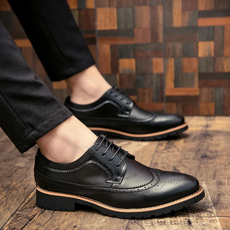 

Gb7 Men Dress Shoes Leather Fashion Derby Shoes Classic Casual Business Wedding Footwear Lace-up British Style Male Formal Shoe
