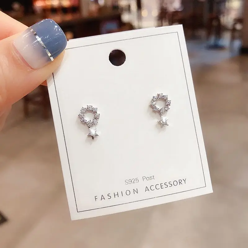 Серьги гвоздики женские из розового золота с фианитом|Серьги-гвоздики| |