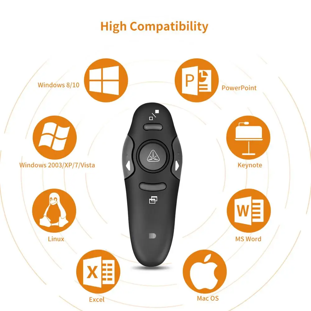 

Wireless Presenter, Doosl Presentation Remote with Green Laser Up to 1000 Feet Working Range for Conference Lecture Speech
