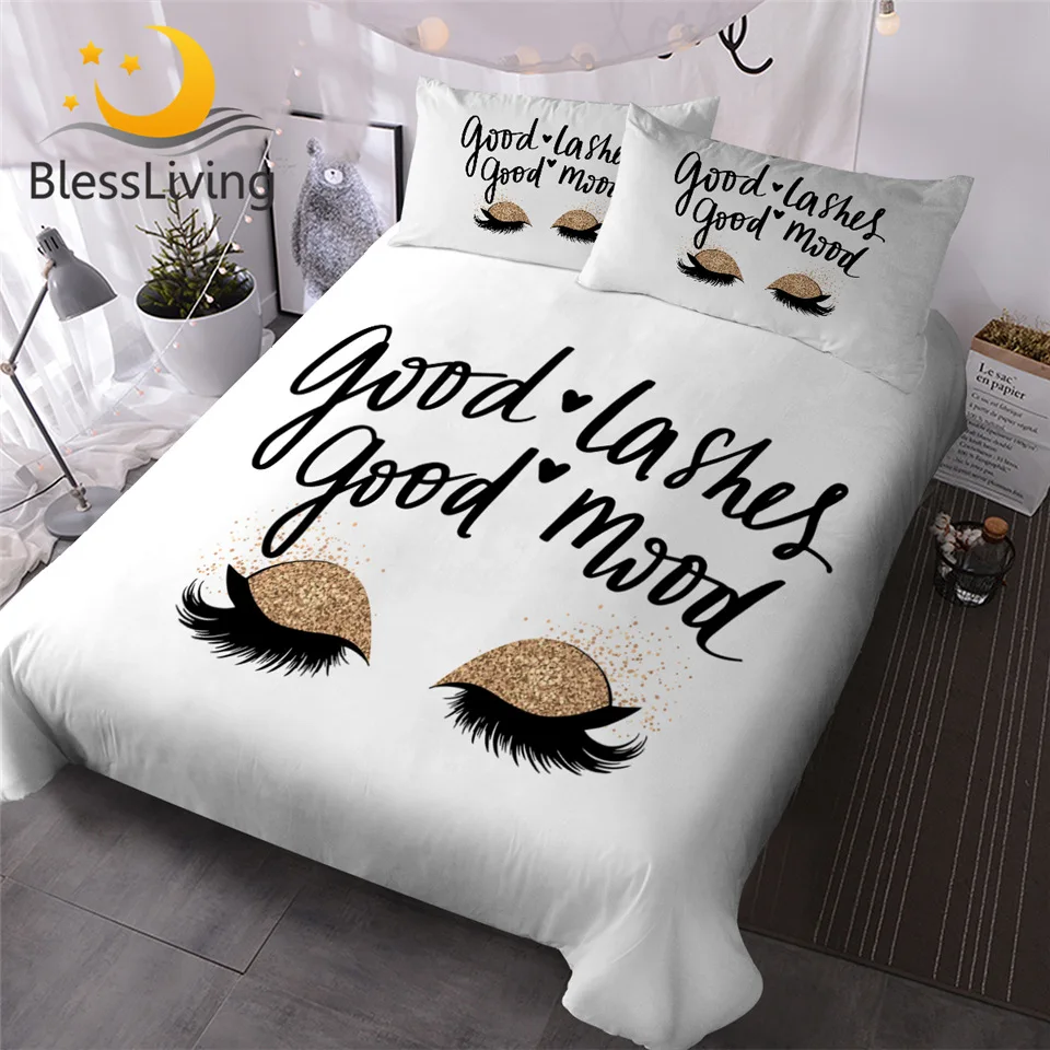 Комплект постельного белья с ресницами блестящие тени для век пододеяльник 3