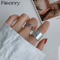 foxanry 925 stamp rings 2021 trend creative elegant charm vintage wide hollow party jewelry couples gifts wholesale