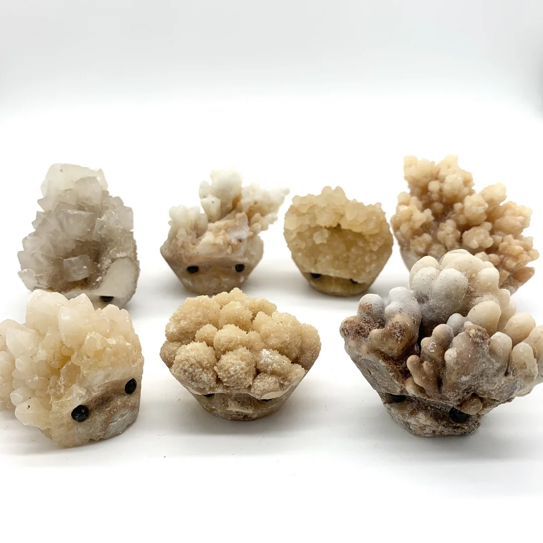 

Middle Size Natural Stalactite Cluster Quartz Hedgehog Ornaments Hand Carved Stones Purification Gifts Office Decor Healing