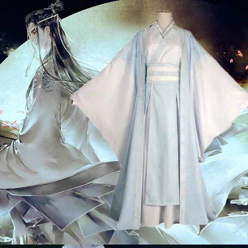 

Аниме Mo Dao Zu Shi Косплей Wei Wuxian / Lan Wangji костюм полный комплект парик взрослое сценическое представление на Хэллоуин одежда Hanfu C89K223