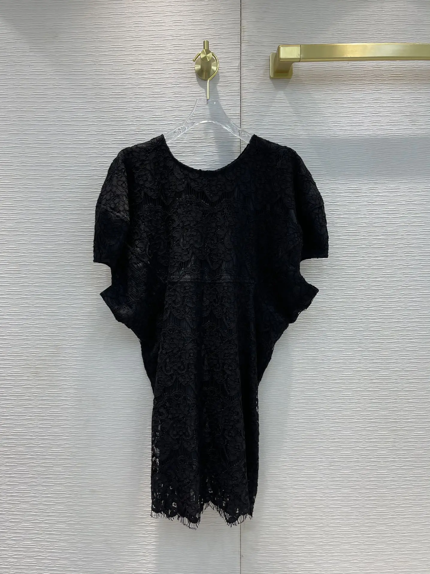 

2021 new women fashion bubble short sleeve round neck lace dress 0424