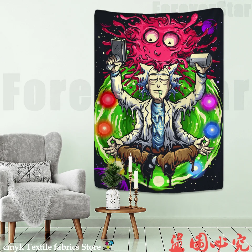 

Psychedelic Meditator Tapestry Wall Hanging Cartoon Witchcraft Bohemian Style Mandala Kawaii Room Home Decor