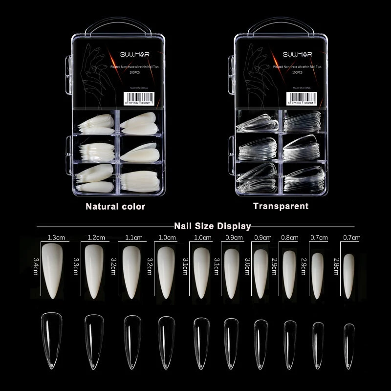 100 шт. тонкие искусственные Профессиональные акриловые бесшовные полностью