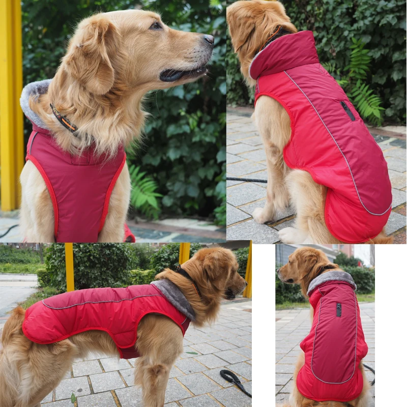 Одежда для собак водонепроницаемая куртка зимняя утепленная Светоотражающая